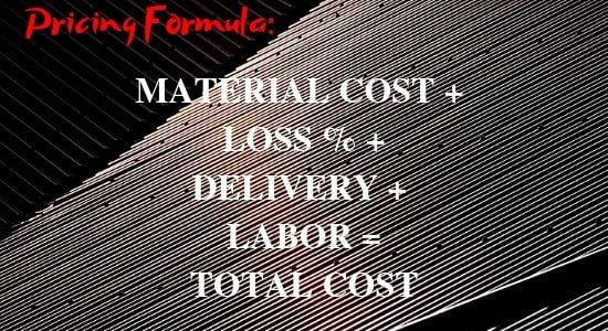 Metal Roof Cost - Corregated Metal Material Background with Formula for Roof Price In Writing - Made on Canva.com