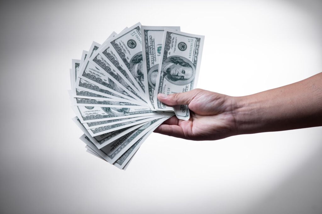 A person holding money