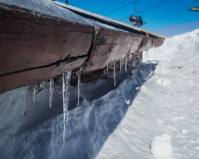 Ice dams on a roof.