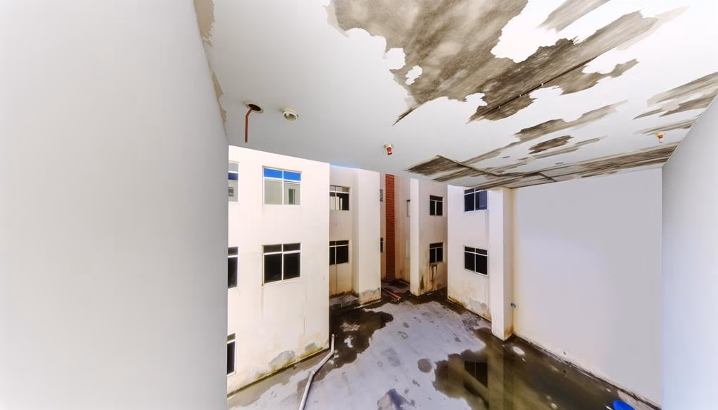 water damage indicators present